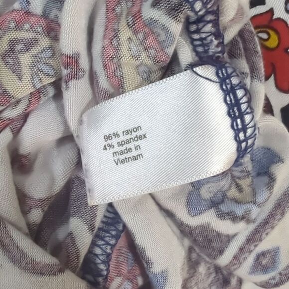 Lane Bryant Womens Top 22/24 Multicolor Paisley Print Blouse Tie Waist - Picture 7 of 9